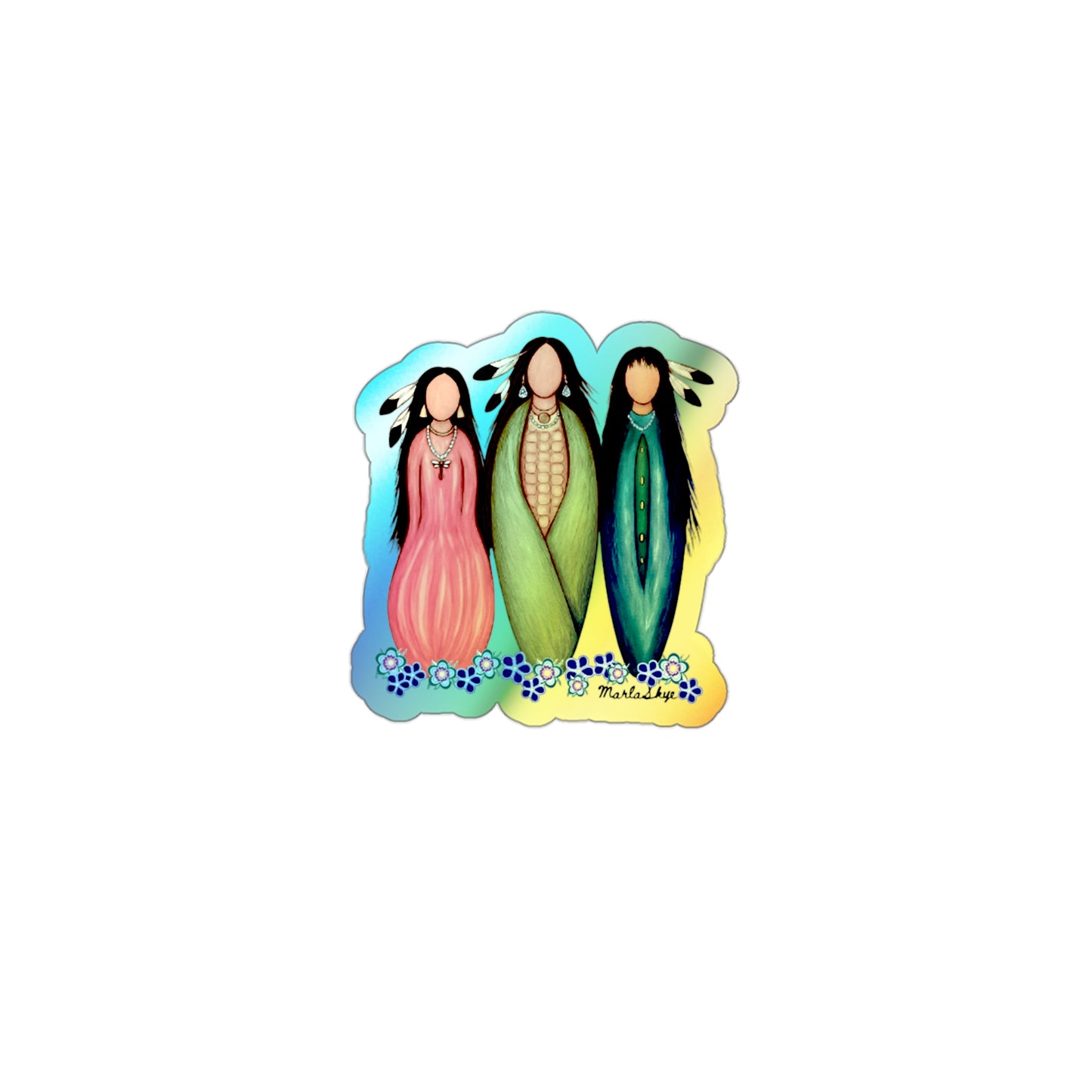 "Three Sisters" Holographic Die-Cut Stickers, Vibrant Artwork by Marla Skye