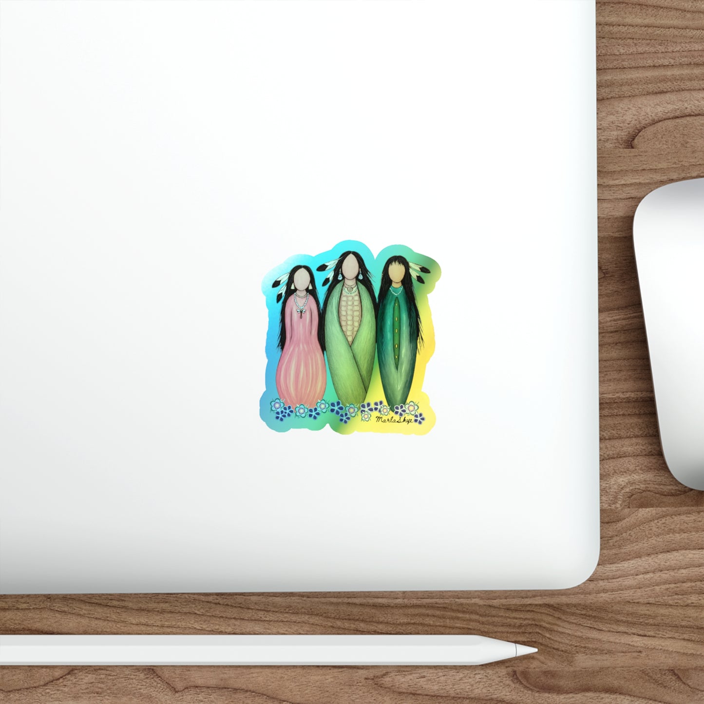 "Three Sisters" Holographic Die-Cut Stickers, Vibrant Artwork by Marla Skye
